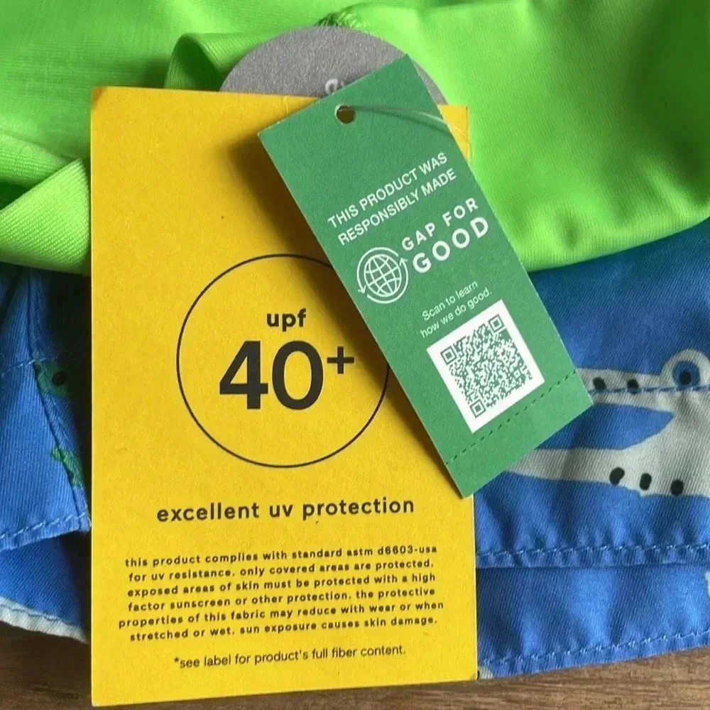 Nwt Baby Gap 18-24 mo. long-sleeve shirt crocodile rashguard swim bottoms 2pc - Picture 6 of 10